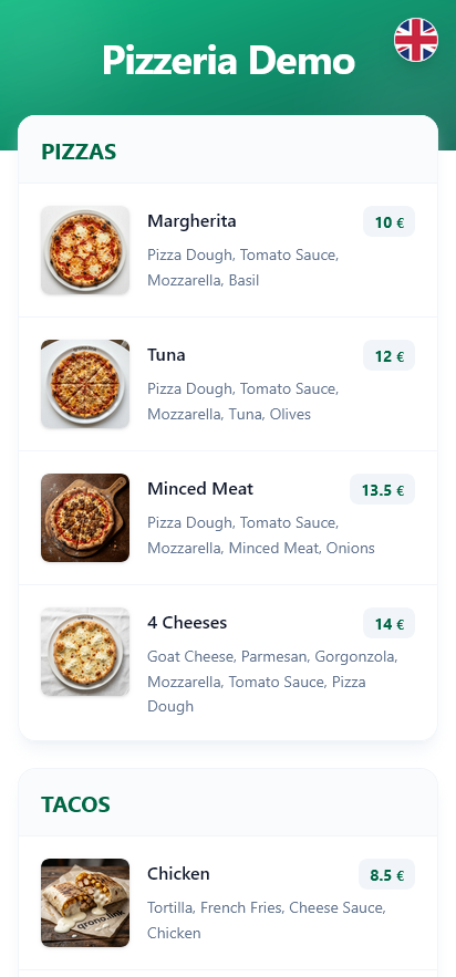 Menu Demo